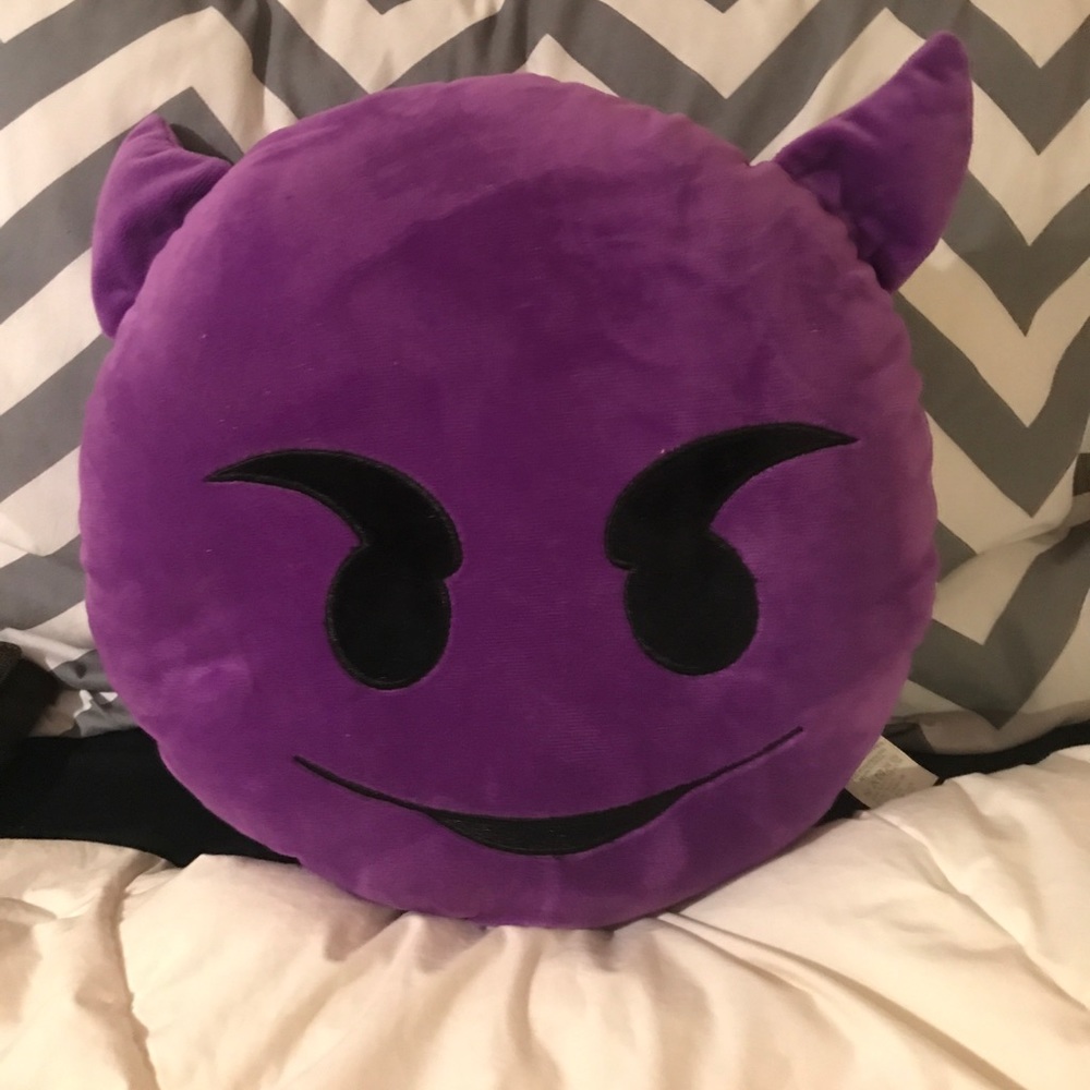 Devil face emoji pillow